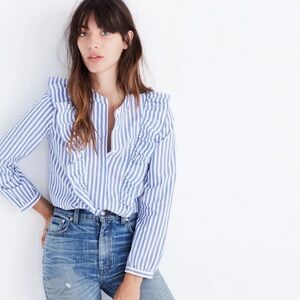 Madewell stripped ruffle blouse